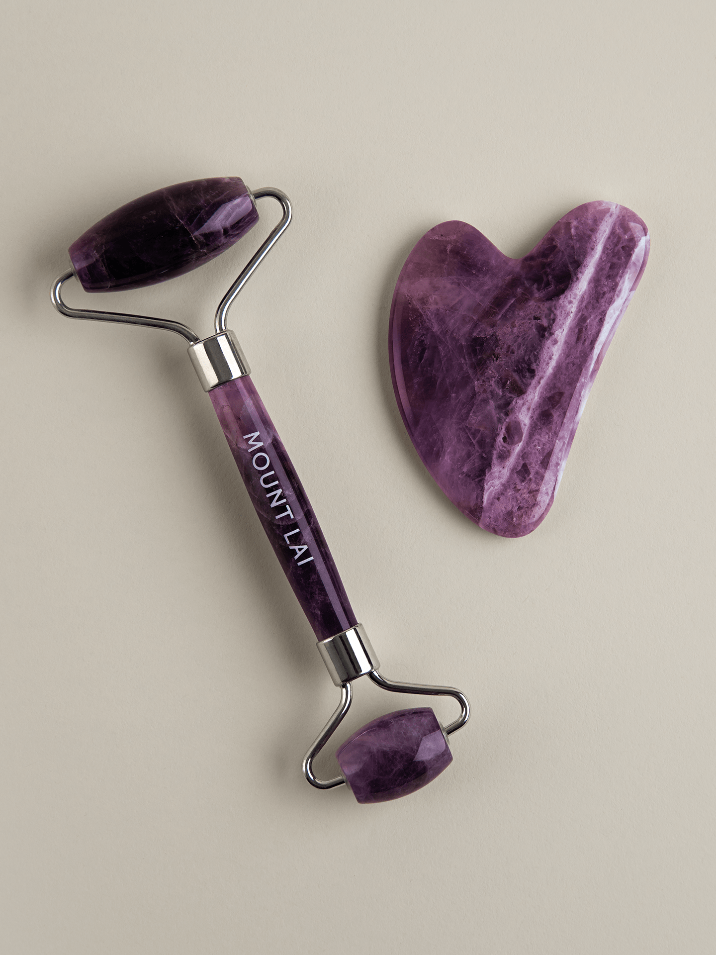 Authentic Amethyst Gua Sha Lifting Tool and Facial Roller
