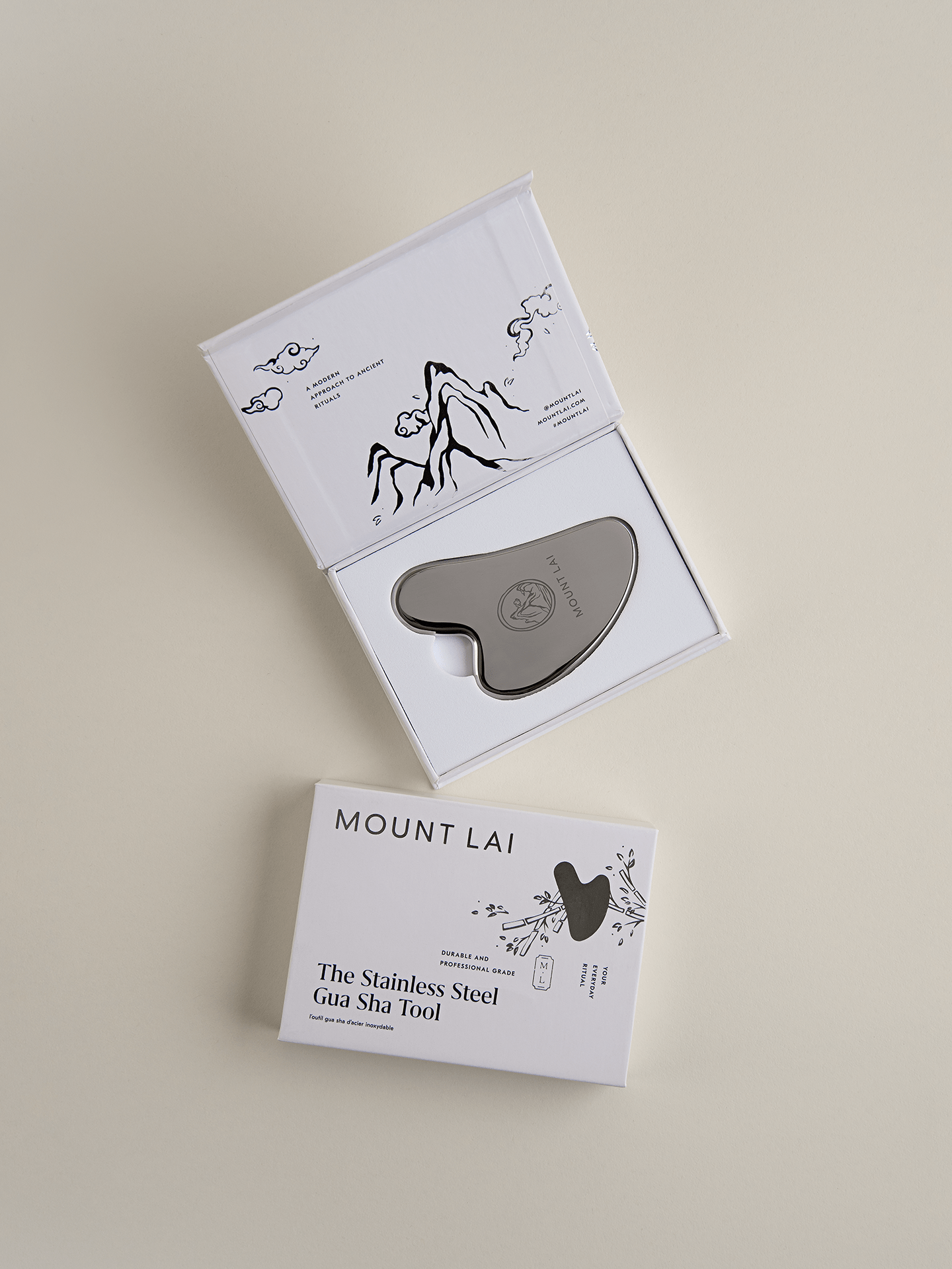 Stainless steel gua sha facial lifting tool in box