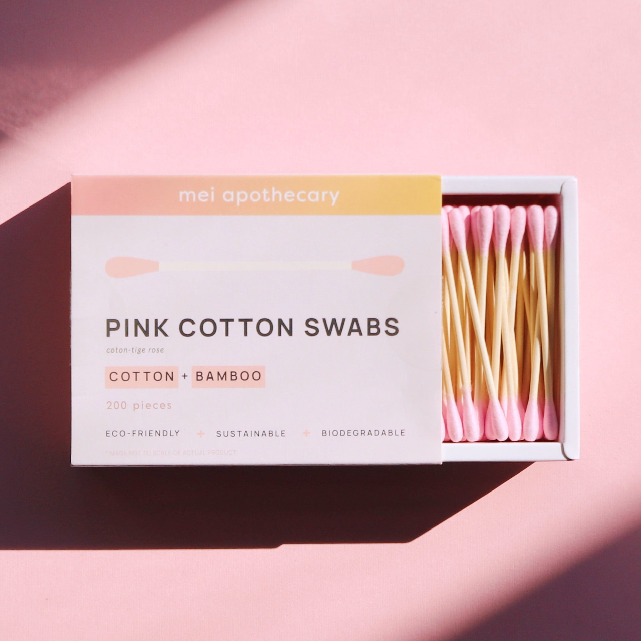 Bamboo Pink Cotton Swabs in box
