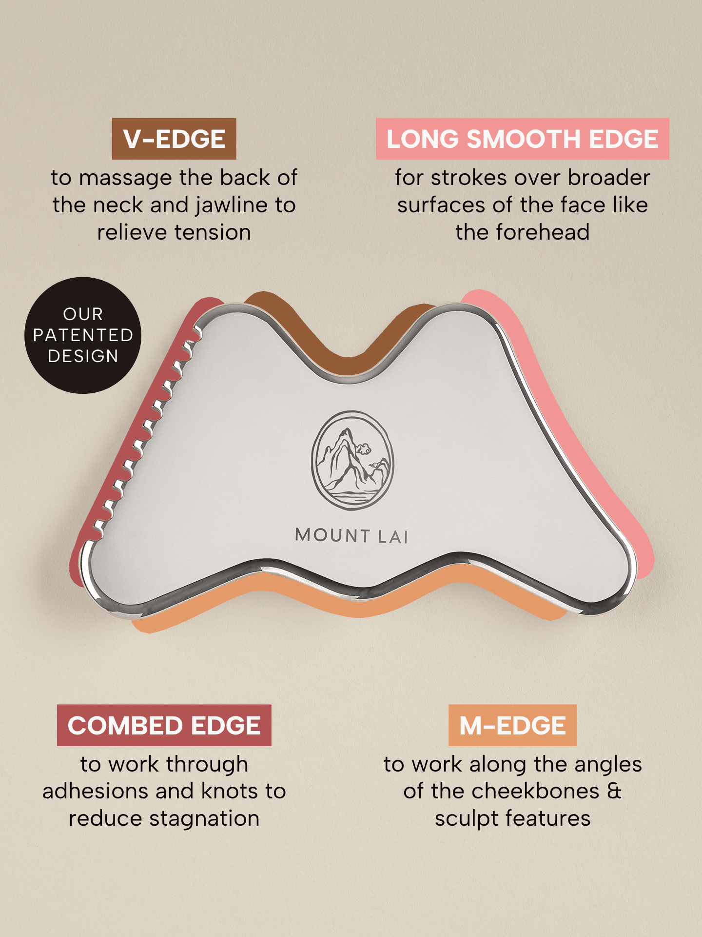 The Vitality Qi Stainless Steel Gua Sha Contour Tool