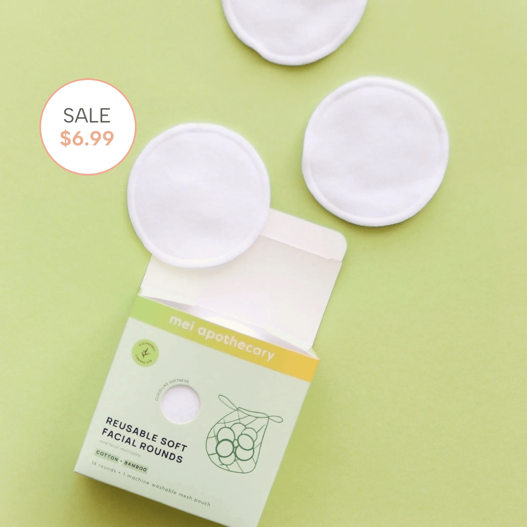 Mei Apothecary Reusable Soft Facial Rounds for Makeup Removal - 14 pk