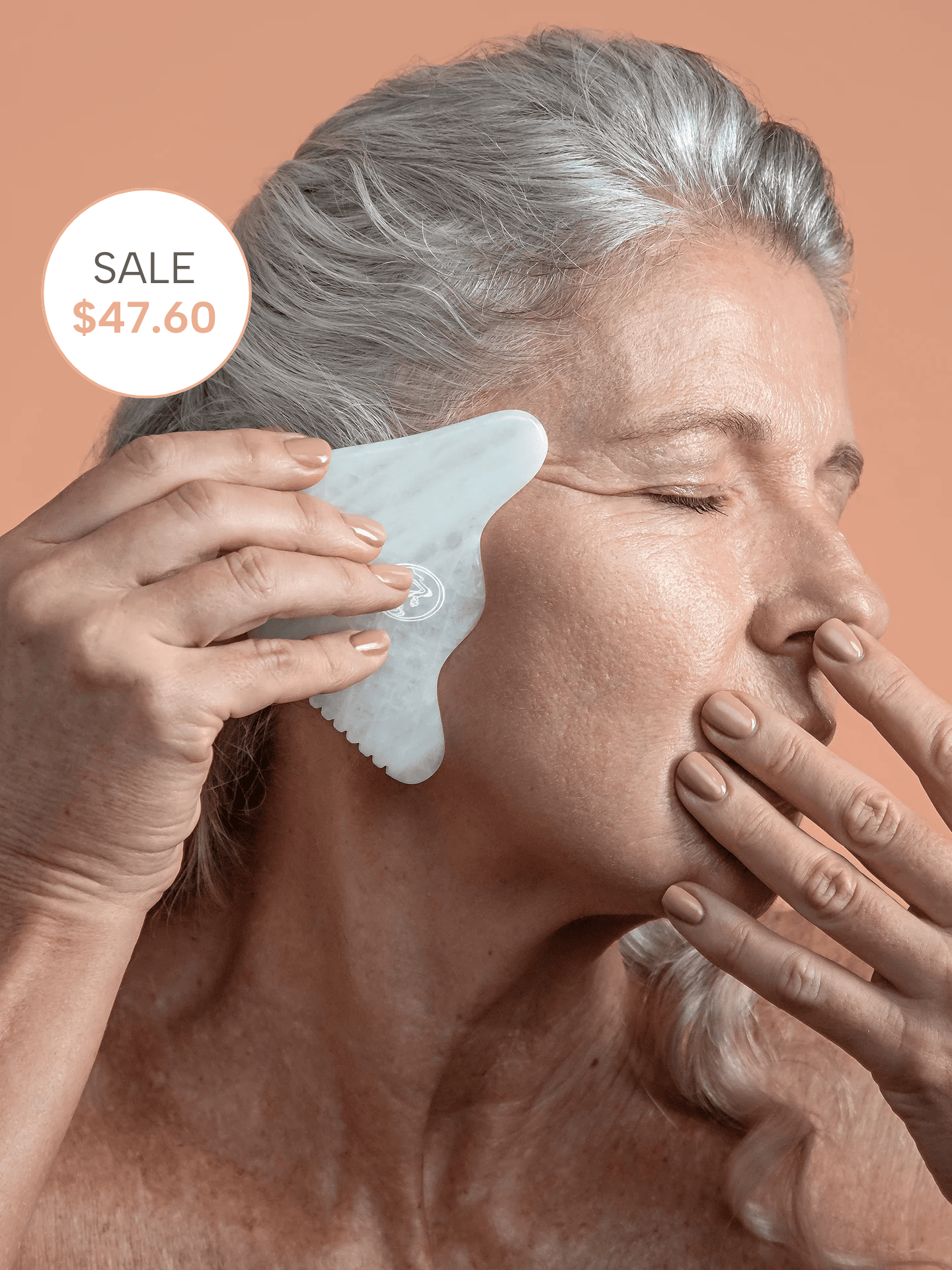 The Vitality Qi White Jade Gua Sha Sculpting Tool with Protective Pouch