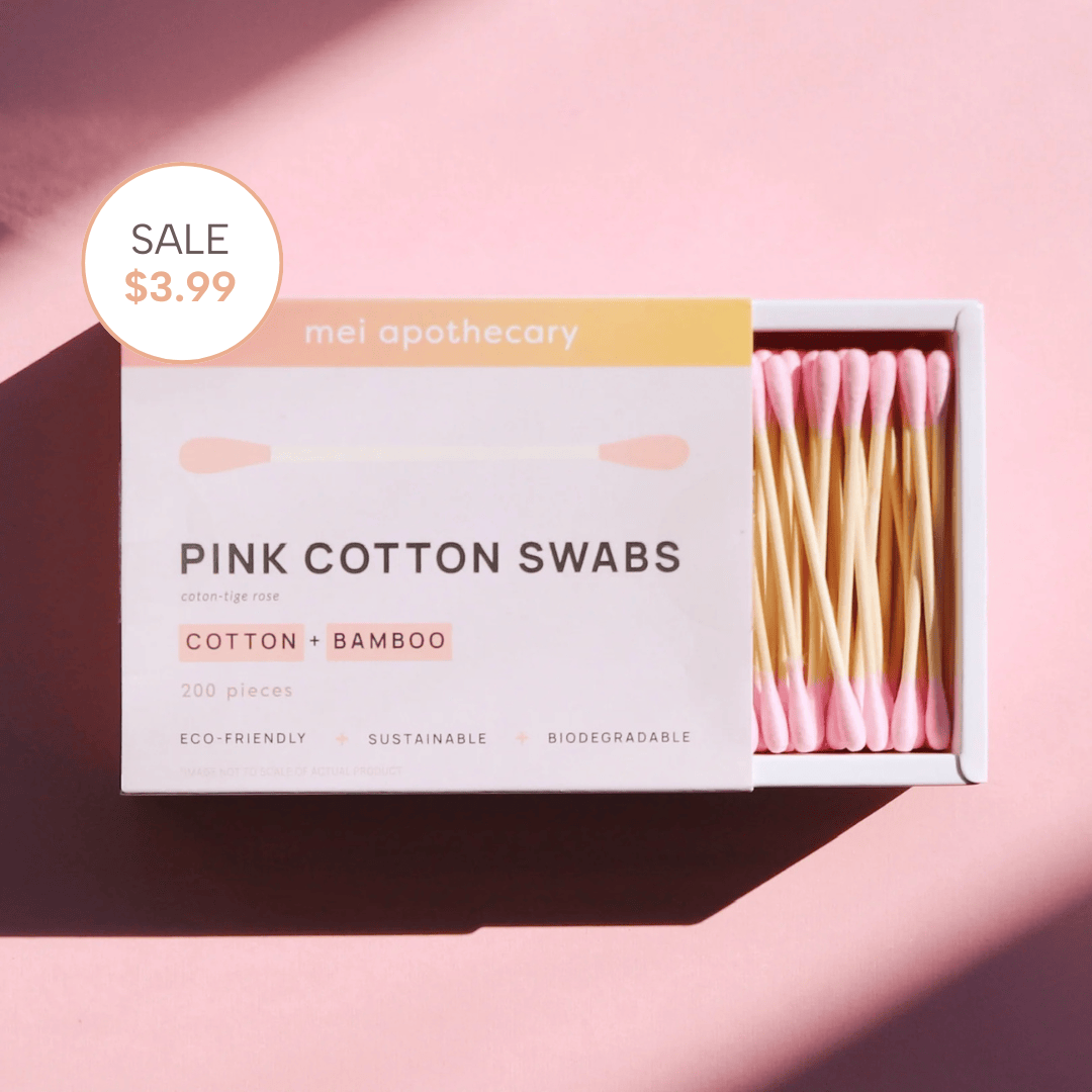 Mei Apothecary Biodegradable Pink Cotton Swabs