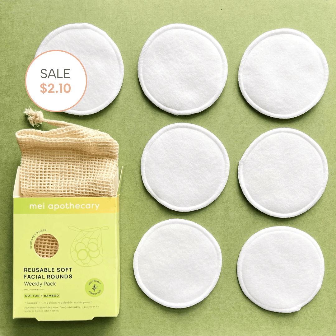 Mei Apothecary Reusable Soft Facial Rounds for Makeup Removal - 7pk