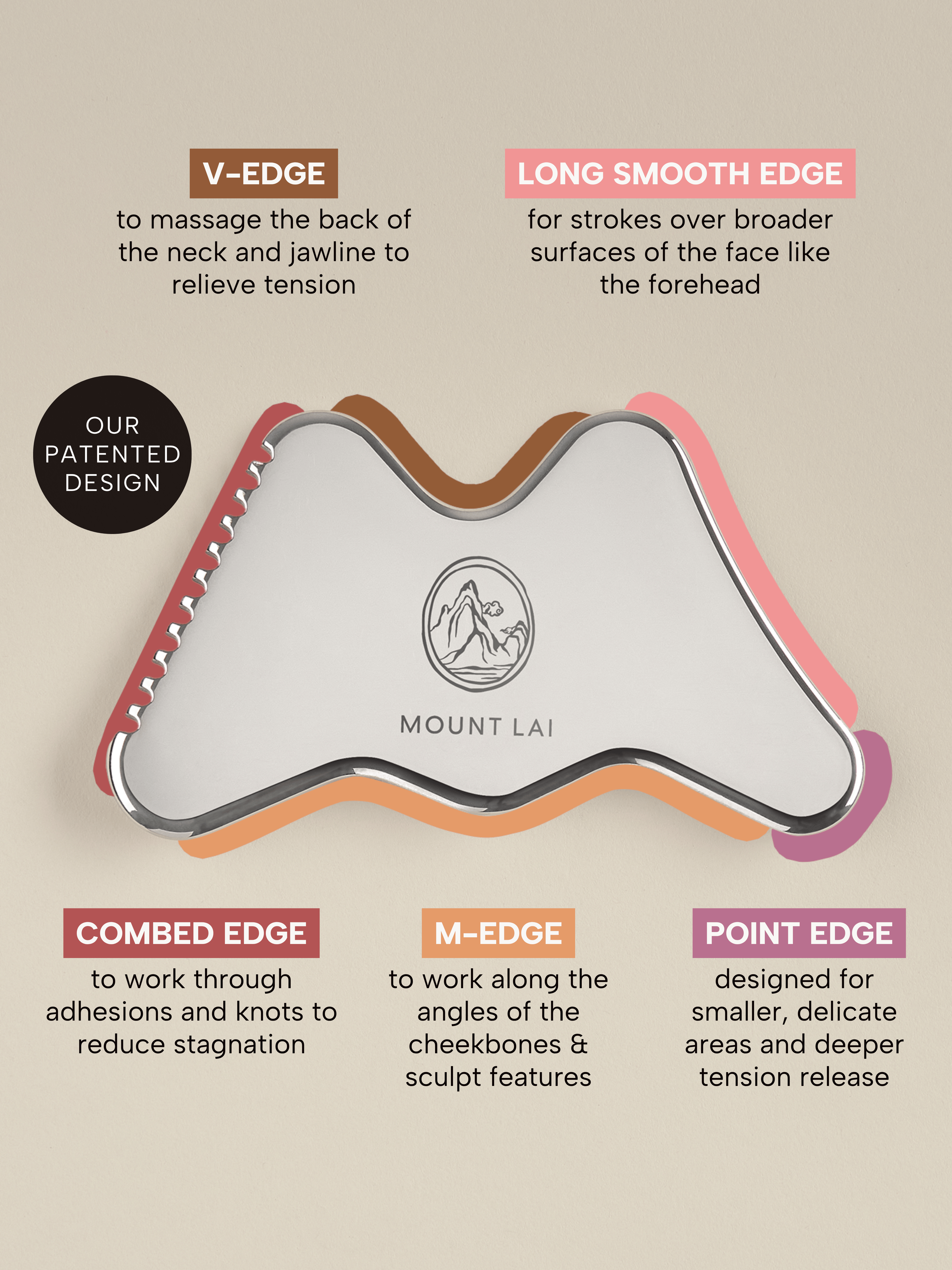 The Vitality Qi Stainless Steel Gua Sha Contour Tool