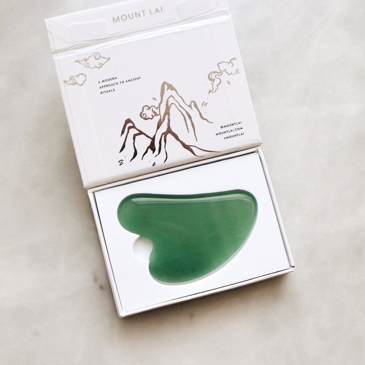 A modern approach to ancient rituals. Meet the Mount Lai Jade Gua Sha Facial Lifting Tool.