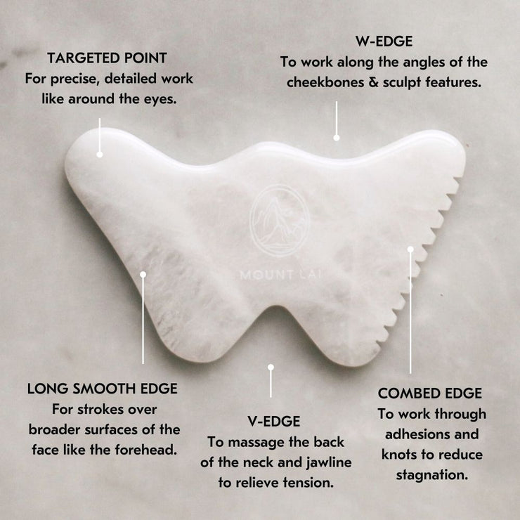 The Vitality Qi White Jade Gua Sha Sculpting Tool with Protective Pouch