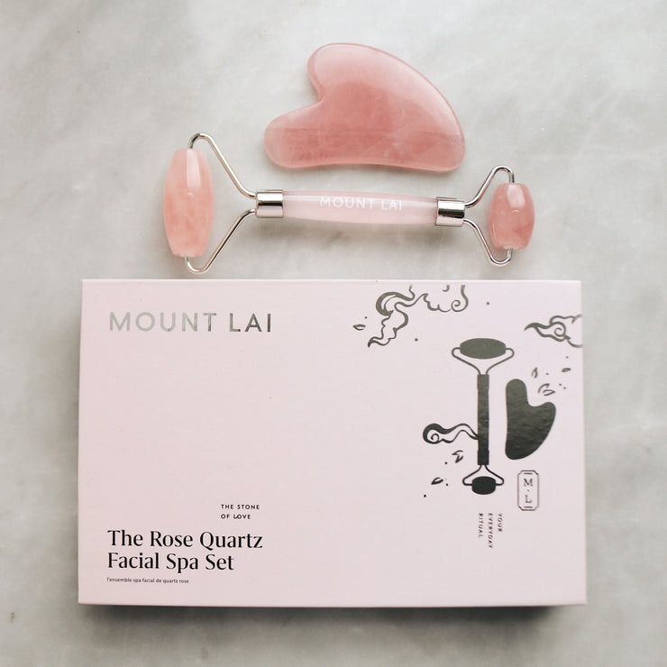 Rose Quartz is the stone of love. Shop The Mount Lai Rose Quartz Facial Spa Set for a self care ritual. 