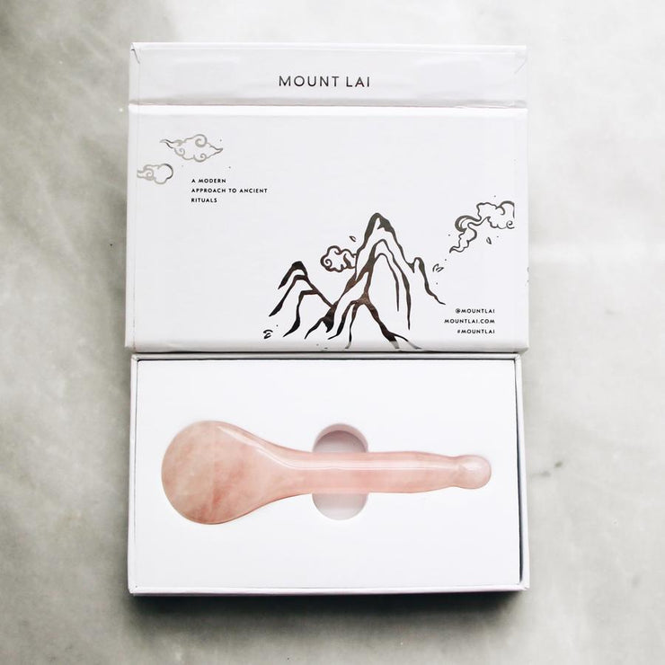 The Mount Lai Acupressure Gua Sha Spoon. Gua sha is a Traditional Chinese Medicine practice that can lift and contour the face over time.